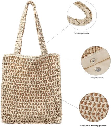 Raffia Bag Cute Straw Summer Beach Tote Crossbody Bags for Women Wicker Rattan Basket Hobo Aesthetic Purse Girls Cute Travel Large Woven Beach Bag Straw Clutch Purses for Women Handbag in Saudi Arabia