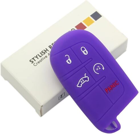 SEGADEN Silicone Cover Protector Case Holder Skin Jacket Compatible with Jeep Dodge Chrysler 5 Button Smart Remote Key Fob 4+1 BTN CV4750 Deep Purple in Saudi Arabia