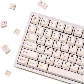 mintcaps 144 Keys White Korean Keycaps Cherry Profile Dye Sublimated PBT Keycap Set Suitable for 60% 65% 75% 100% Cherry Mx Switches Mechanical Keyboard