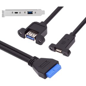 NFHK منفذ واحد USB 3.1 نوع C USB-C أنثى إلى USB 3.0 اللوحة الأم 19pin رأس كابل 40 سم