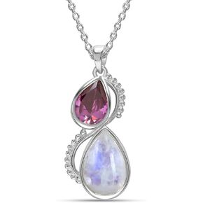 LeCalla Flaunt 925 Sterling Silver Created Multi-Gem Station Necklace for Women