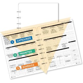 Planner Pad 7 Hole Loose Leaf 3-Tier Funnel Down 12 Month Organizer, July 2024 – June 2025 / Academic Year, Soft Green Ink, 6 3/4" x 8 1/2"