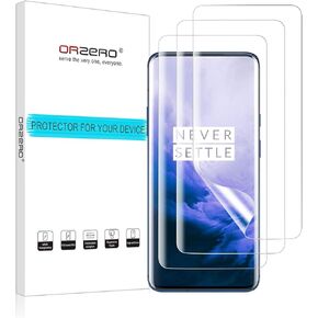 (3 Pack) Orzero Screen Protector Compatible for OnePlus 7 Pro 5G / McLaren Edition (Support In-Display Fingerprints Scanner) HD (Premium Quality) Edge to Edge,Slim (Lifetime Replacement)