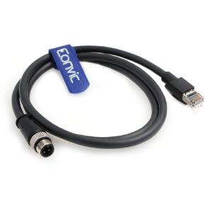 Eonvic M12 to RJ45 Ethernet Cable 4 Pin Male D-Code Cat5e Shielded Waterproof Network Cable Industrial Camera Ethernet/Profinet/IP/EtherCat (2M, Black)