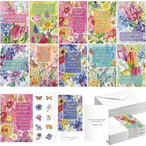 50 Pack Religious Get Well Soon Cards with Scripture Assorted Bible Verse 4 x 6 Inch Inspirational Christian Floral and Landscape Photography Wishing You Well Greeting Cards with Envelopes
