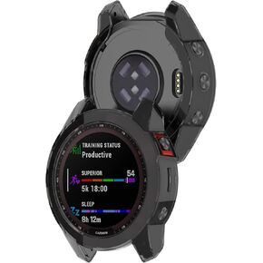 حافظة شفافة من مادة TPU متوافقة مع Garmin Fenix ​​7، غطاء حماية ناعم مضاد للسقوط من مادة TPU للرجال والنساء متوافق مع Garmin Fenix ​​7 Solar (TPU أسود)