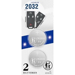 2 Pack CR2032 2032 Remote Key Fob Battery Replacement for Chevrolet 2014-2021+ Chevy Colorado Silverado Tahoe Canyon Sierra Yukon Key Remote Keyless Fob - FCC ID’s: M3N-32337200,32337100