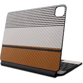 Carbon Fiber Skin Compatible with Apple Magic Keyboard for iPad Pro 13‑inch (M4) 2024 - Neutral Stripes - Premium 3M Vinyl Protective Decal Cover - Easy to Apply | Crafted in The USA by MightySkins