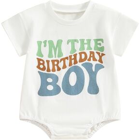 Kayotuas Baby Boy Girl First Birthday Outfits Cute Letters Tshirt Bubble Romper Short Sleeve Bodysuit 1st Birthday Clothes