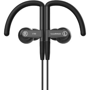 SoundMAGIC ST80 Neckband Bluetooth Earbuds - Waterproof HiFi Stereo Sound Earphones Wired Detachable in Ear Headphones with Adjustable Metal Mechanism Ear Hooks, Black