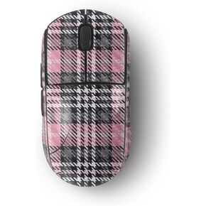 MightySkins Carbon Fiber Skin Compatible with Logitech G Pro Wireless Gaming Mouse - Pink Plaid | Protective, Durable Textured Carbon Fiber Finish | Easy to Apply