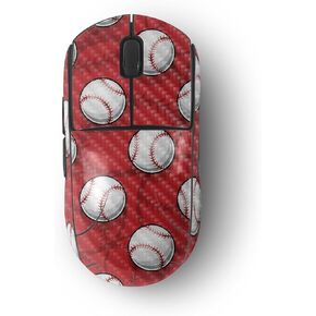 MightySkins Carbon Fiber Skin Compatible with Logitech G Pro Wireless Gaming Mouse - Tiled Baseball | Protective, Durable Textured Carbon Fiber Finish | Easy to Apply