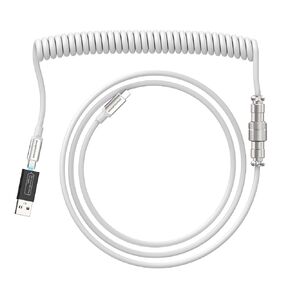 ZIYOU LANG 2 in 1 Custom Coiled USB C to A and C Cable with Detachable Extendable Double Sleeve Spiral Cable Metal Aviator Connector for Playstation Xbox Keyboard Mouse USB Flash Drive Printer(Gray)
