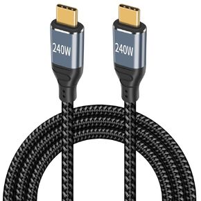 Poyiccot 240W USB C Cable 90 Degree, 10ft Type C to Type C Cable, 90 Degree USB C Cable PD 3.1 240W USB C Charger Cable Up Down Angle with E-Mark Chip for MacBook,Galaxy S20,SSD