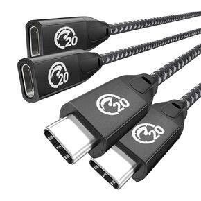 UseBean USB C Extension Cable 1FT 2Pack, USB-C 3.2 Gen2 20Gbps Male to Female 4K Video Cord, Type-C Extender, for MacBook Pro M2 M3 iPad Mini Air Pro,Dell XPS,Surface,Galaxy S24 S23 S22
