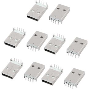 uxcell Right Angle 4 Pins PCB Mounting Type A USB Male Jack Connector 10pcs
