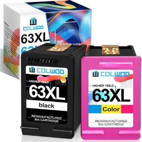 High-Yield Remanufactured 63XL Ink Cartridge Replacement for HP 63 63 XL use with HP OfficeJet 3830 4650 5255 5258 Envy 4520 4512 DeskJet 1112 1110 3630 3632 3634 Printer (1 Black 1 Tri-Color)…