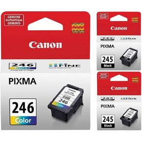 Genuine Canon PG-245 Black Ink Cartridge - 2 Pieces (8279B001) + Canon CL-246 Color Ink Cartridge (8281B001)