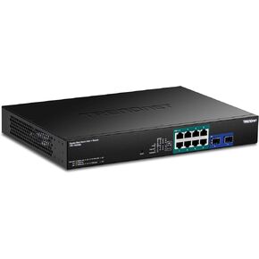 TRENDnet 10-Port Gigabit Web Smart PoE++ Switch, TPE-1020SB, 8 x Gigabit 95W PoE++ Ports, 2 Gigabit SFP Ports, 180W PoE Power Budget, Lifetime Protection, Black
