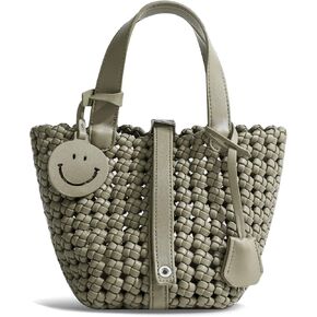 Women Basket Bucket Bag Vegetable Handbag, Woven Shoulder Tote Bag, Travel Hobo Ladies Top Handle Purse Commuter Bag