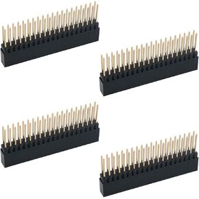2 x 20 Stacking Header MTQY 4PCS 40 Pin(2 x 20) 0.1 Inch Pitch Stackable Female Shield Headers for Arduino Raspberry Pi Extra Tall Header