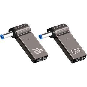 2PCS USB C to DC 4.5x3.0mm PD Trigger Female Laptop Power Charging Adapter 5A 100W Barrel Jack Plug Converter for HP Laptop Notebook