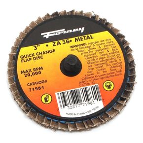 Quick Change Flap Disc, 3", 36 Grit (5-Pack of Forney 71981)