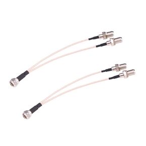 2pcs F Male to Dual F Type Female Parallel Extension Cable RG316 6" Coaxial Adapter for TV Splitter Satellite(F76-2)