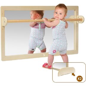 XIHAToy Coordination Mirror Montessori Wooden Toddler Mirror Safety Shatterproof Mirror Acrylic Non-Glass Early Learning to Walk Mirror Upgrad Dual-Use