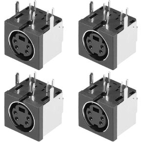 uxcell 4pcs S-Video PCB Mount 4 Pin Mini Din Socket Video Connector Black