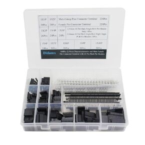 660Pcs 2.54mm Pitch 1-10 Pin Housing Connector and Male Female Crimp Pins with 40 Pin Header Compatible with Dupont Connector Kit