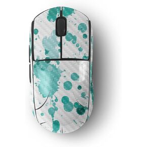 MightySkins Carbon Fiber Skin Compatible with Logitech G Pro Wireless Gaming Mouse - Teal Splatter | Protective, Durable Textured Carbon Fiber Finish | Easy to Apply