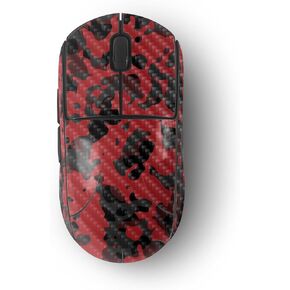MightySkins Carbon Fiber Skin Compatible with Logitech G Pro Wireless Gaming Mouse - Red Modern Camo | Protective, Durable Textured Carbon Fiber Finish | Easy to Apply