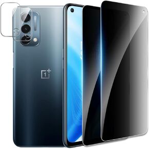 [2+2 Pack] Privacy Screen Protector for Oneplus Nord N200 5G, Anti-Spy Shatterproof Tempered Glass with Camera Lens Tempered Glass 9H Hardness Bubble Free Anti-Glare Case Friendly