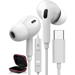 USB C Headphones COOYA Type C Wired Earbuds for Samsung S24 Ultra S23 S22 S21 S20 A54 Flip6 5 DAC HiFi Stereo Headsets+Mic in-Ear Earphones for iPhone 15 16 Pro Max iPad Air Pixel 9 8 7 for OnePlus 11
