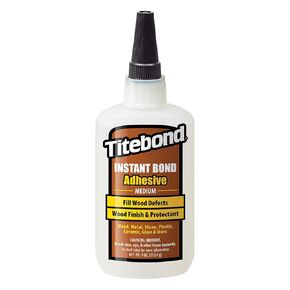 Titebond Instant Bond Medium Adhesive, 5-Second Bond, Home Repair, Woodworking, Crafts, Hairline Cracks, Filling Wood Knots, 4 oz. 6212