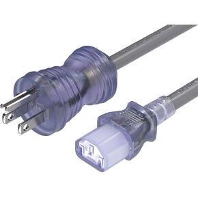 15 ft 14 AWG Hospital-Grade Power Cord Cable 15A 125V NEMA 5-15P to IEC320 C13