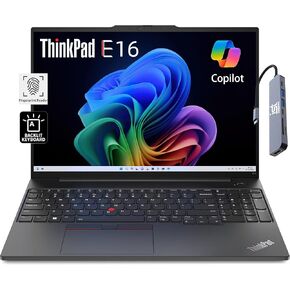 Lenovo ThinkPad E16 Business Laptop (16" FHD+, AMD Ryzen 5 7530U (> i7-1165G7), 16GB RAM, 512GB SSD) Fingerprint, Backlit, 1080p Webcam, IST Hub, Wi-Fi 6, Ethernet, Win 11 Pro w/AI Copilot, Black