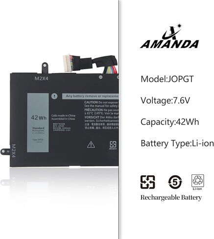 بطارية J0PGR متوافقة مع Dell Latitude 12 5285 E5285 5290 2 في 1 سلسلة T17G T17G001 T17G002 0J0PGR JOPGR 0RDYCT RDYCT 1WND8 X16TW 0X16TW 0FTH6F FTH6F 7.6V 42Wh in Kuwait