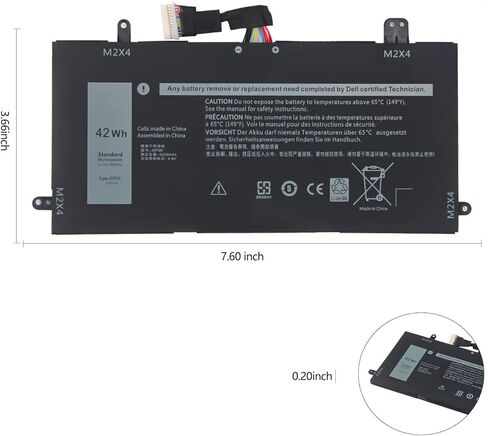 بطارية J0PGR متوافقة مع Dell Latitude 12 5285 E5285 5290 2 في 1 سلسلة T17G T17G001 T17G002 0J0PGR JOPGR 0RDYCT RDYCT 1WND8 X16TW 0X16TW 0FTH6F FTH6F 7.6V 42Wh in Kuwait