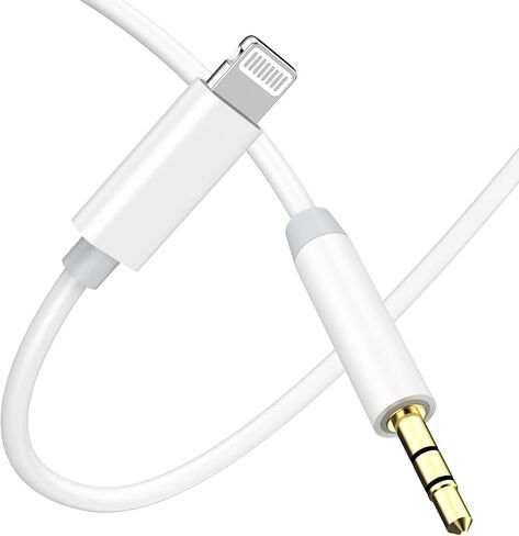 Apple MFi Certified Aux Cord for iPhone, 3.3FT Lightning to 3.5mm Headphone Jack AUX Audio Adapter Male Car Stereo Cable for iPhone 14 13 12 11 XS XR X 8 7 to Car Home Stereo/Headphone/Speaker, White in Saudi Arabia