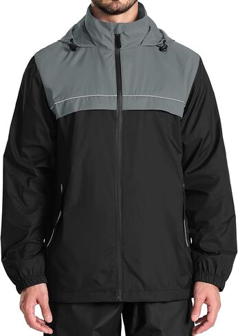 سترة المطر الرجالية V VALANCH مقاومة للماء مع غطاء رأس عاكس للضوء سترة واقية خفيفة الوزن للجولف وركوب الدراجات والمشي لمسافات طويلة in Kuwait