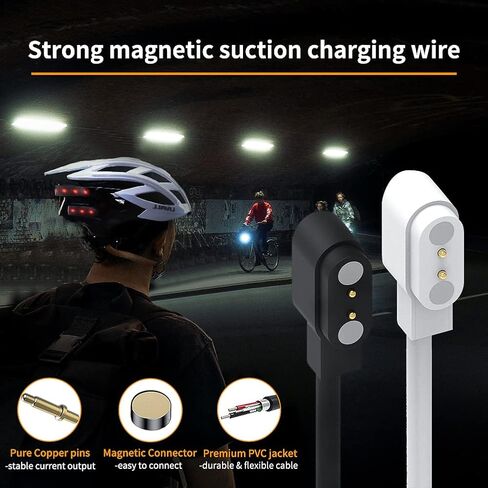 شاحن مغناطيسي متوافق مع شاحن Livall Smart Helmet BH60SE - كابل شحن USB بديل لمحول شحن Livall BH51 (أبيض + أبيض) in Saudi Arabia