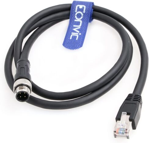 Eonvic M12 to RJ45 Ethernet Cable 4 Pin Male D-Code Cat5e Shielded Waterproof Network Cable Industrial Camera Ethernet/Profinet/IP/EtherCat (2M, Black) in Saudi Arabia