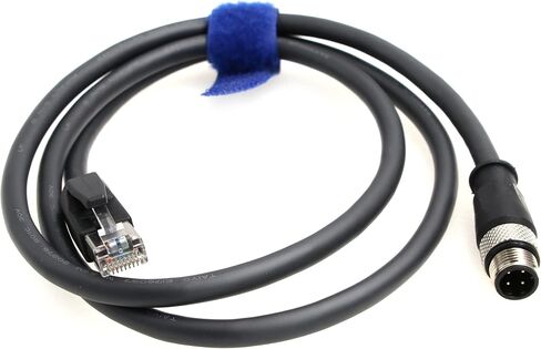Eonvic M12 to RJ45 Ethernet Cable 4 Pin Male D-Code Cat5e Shielded Waterproof Network Cable Industrial Camera Ethernet/Profinet/IP/EtherCat (2M, Black) in Saudi Arabia