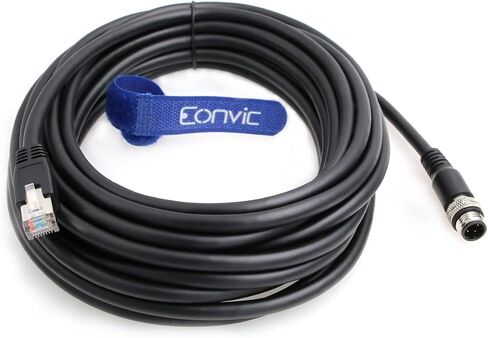 Eonvic M12 to RJ45 Ethernet Cable 4 Pin Male D-Code Cat5e Shielded Waterproof Network Cable Industrial Camera Ethernet/Profinet/IP/EtherCat (2M, Black) in Saudi Arabia