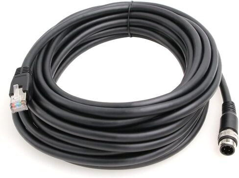 Eonvic M12 to RJ45 Ethernet Cable 4 Pin Male D-Code Cat5e Shielded Waterproof Network Cable Industrial Camera Ethernet/Profinet/IP/EtherCat (2M, Black) in Saudi Arabia