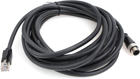 Eonvic M12 to RJ45 Ethernet Cable 4 Pin Male D-Code Cat5e Shielded Waterproof Network Cable Industrial Camera Ethernet/Profinet/IP/EtherCat (2M, Black) in Saudi Arabia