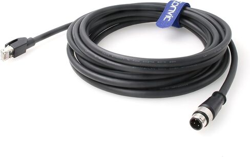 Eonvic M12 to RJ45 Ethernet Cable 4 Pin Male D-Code Cat5e Shielded Waterproof Network Cable Industrial Camera Ethernet/Profinet/IP/EtherCat (2M, Black) in Saudi Arabia