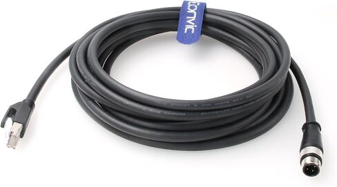 Eonvic M12 to RJ45 Ethernet Cable 4 Pin Male D-Code Cat5e Shielded Waterproof Network Cable Industrial Camera Ethernet/Profinet/IP/EtherCat (2M, Black) in Saudi Arabia